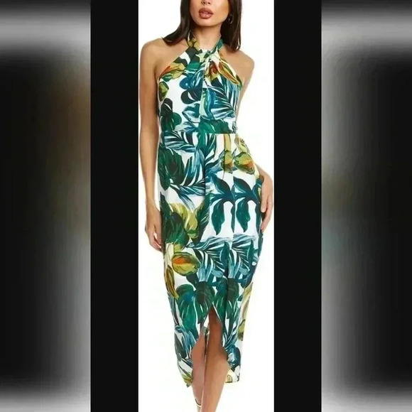 Julia Jordan Floral Halter Neck Tulip Hem Dress